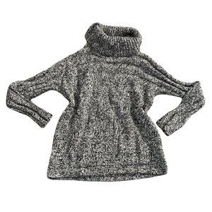 NWT Jones NY Signature Chunky Knit Sweater XL Black White Silver Cowl Neck 197G
